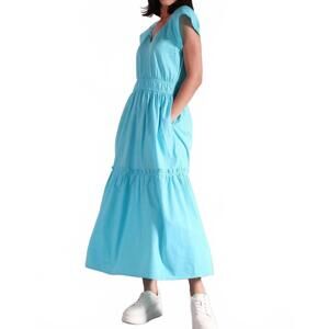 NEW MAUDE seirra midi dress in cyan